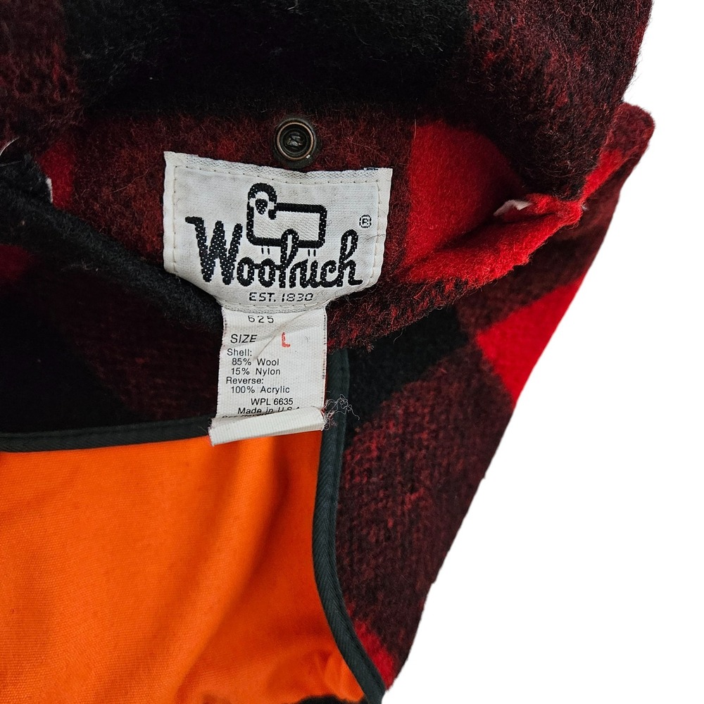 Woolrich (Mens Large) Buffalo‎ Plaid Red Vest Hunting Wool Flannel Hunter Orange View 2
